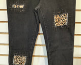 Black Denim Jeans w/Leopard Bling Patches by Orly.