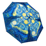 Van Gogh Starry Night Folding Umbrella Reverse Close