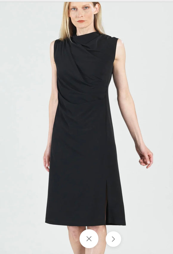 Ruched Soft Knit Sleeveless Little Black Dress by Clara Sun Woo
