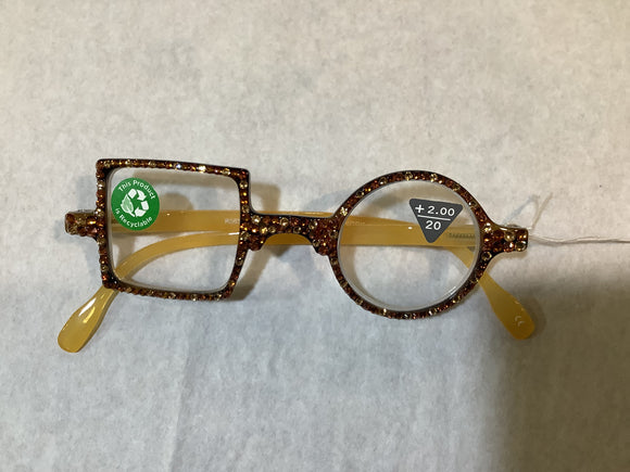 Orange Frame Reader Glasses with Bling