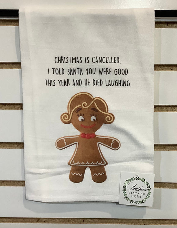 Christmas Gingerbread “Fill the Holidays With Joy” Tea Towel
